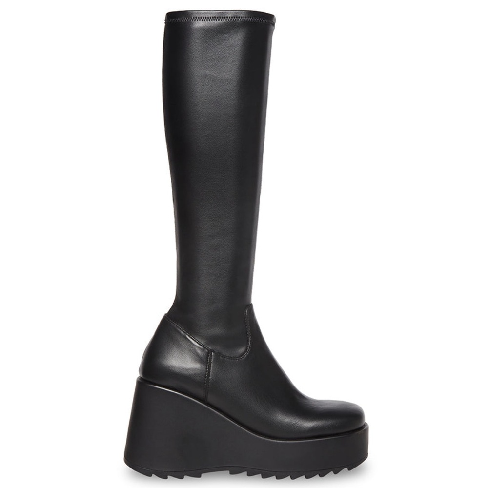 STEVE MADDEN DUKE30 BLACK KNEE-HIGH BOOTS